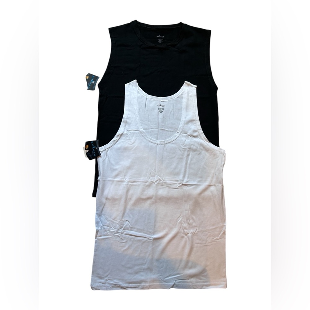 Gildan Men's Black and White Tank Tops
